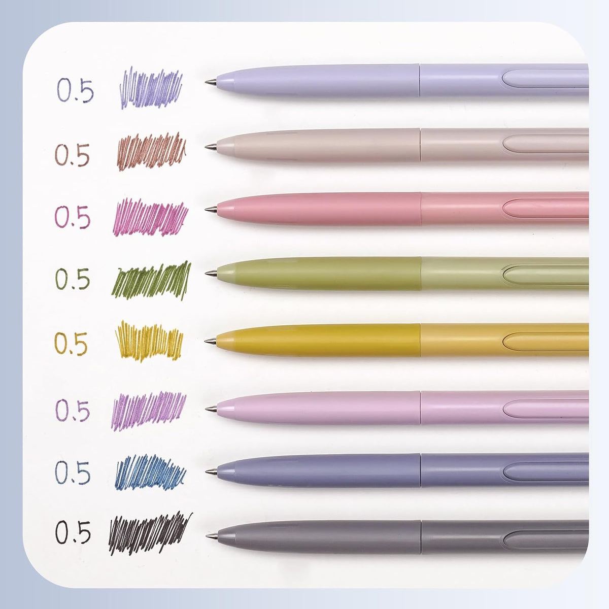 WRITECH Retractable Gel Pens 0.5mm: Fine Point Morandi Ink Color 8ct