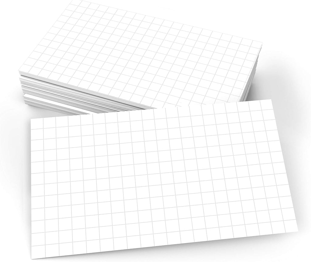 321Done Graph Index Cards, 4x6, Set of 50, 0.25" Grid Squares, White