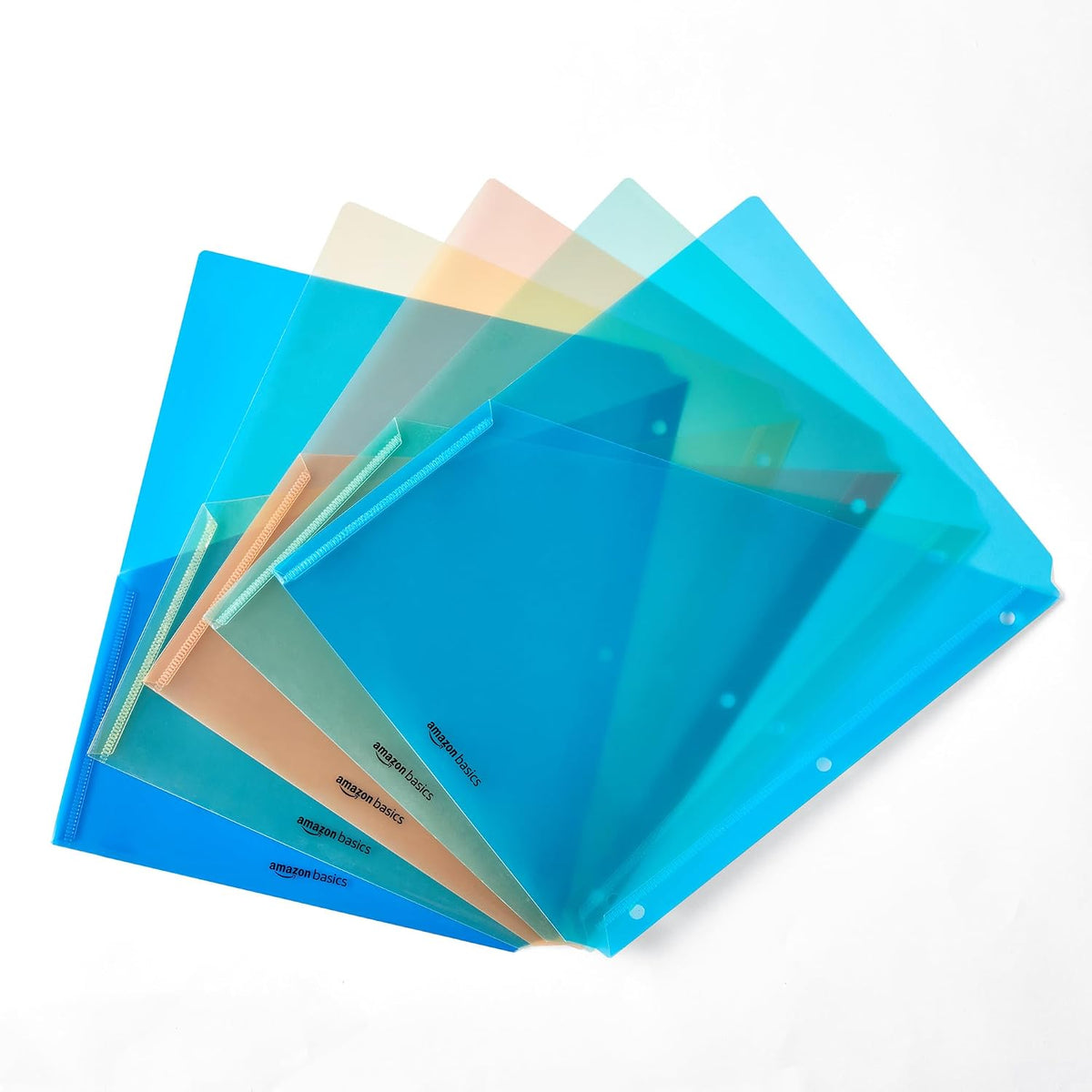 Amazon Basics Binder Organizer, Plastic Document Folders, File Jacket, 3-Hole Punch