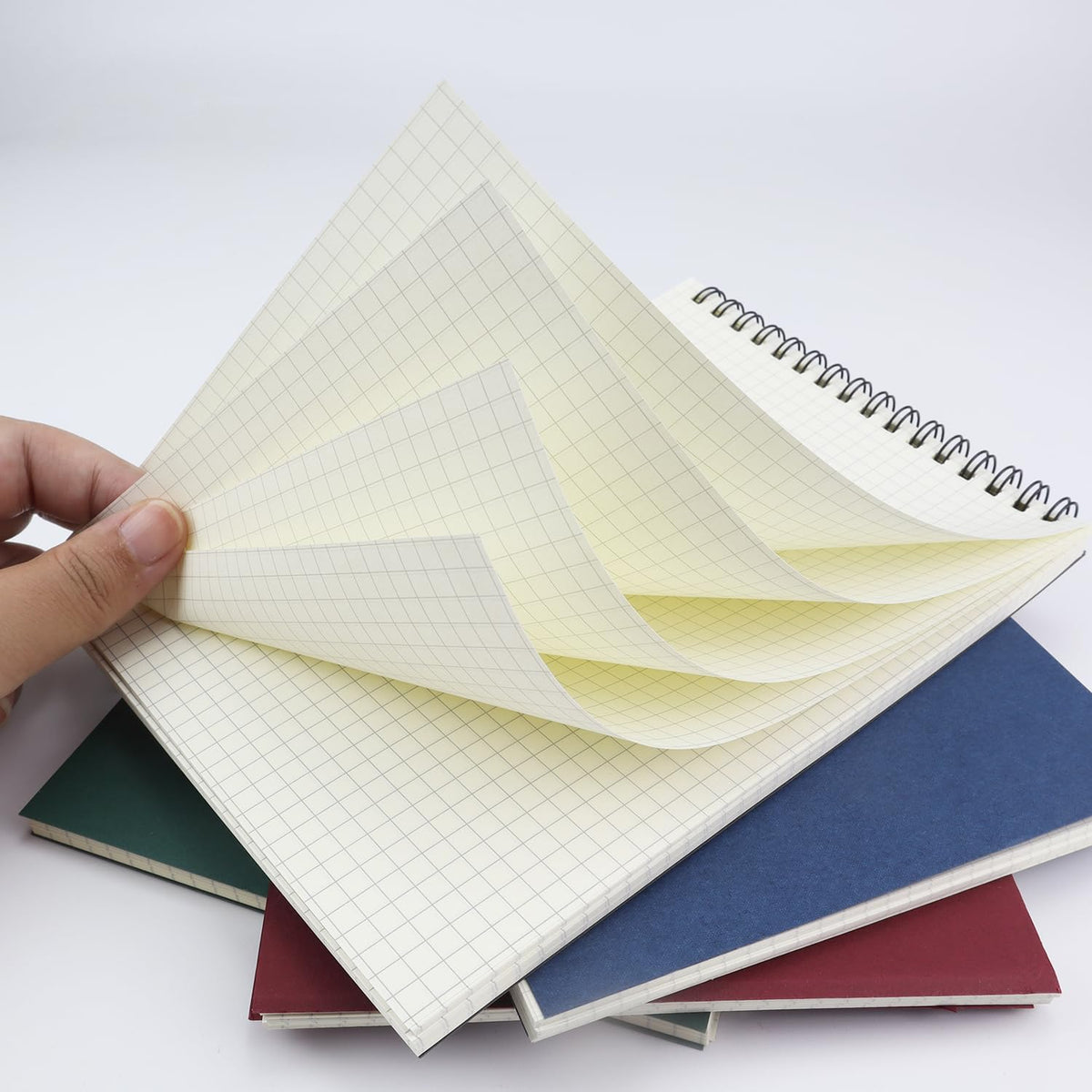 4 Pack Graph Paper Notebook, A5 Top Wirebound Grid Spiral Notebook 5.8" x 8.3",60 Sheets