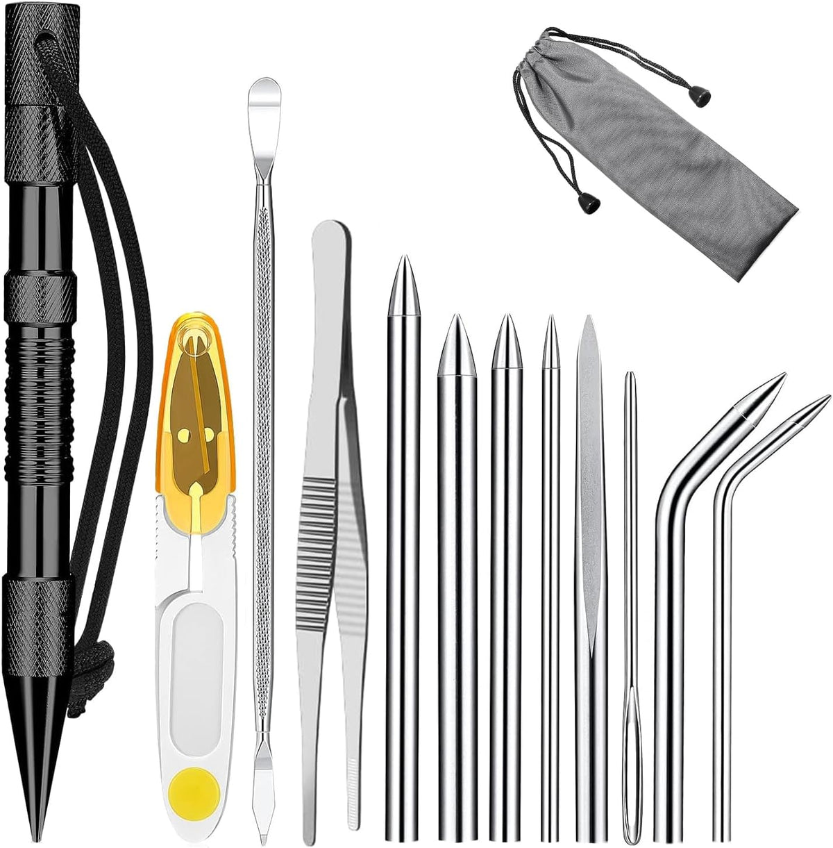 MONOBIN 12 Pcs Paracord FID Set Paracord Tools with Stainless Steel Knotter Marlinspike