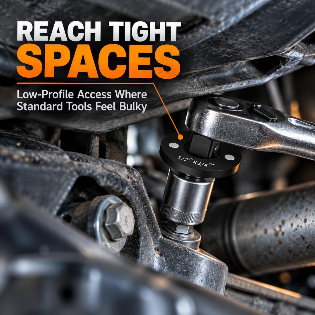 4-Piece Low Profile Impact Socket Adapter Set, 1 in to 1/4 in, CR-V Steel