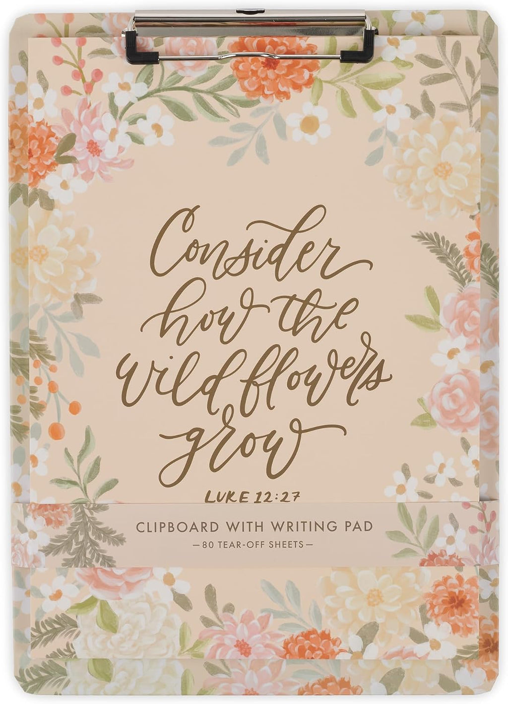 Christian Art Gifts Floral Clipboard with Notepad, Pink, 80 Sheets