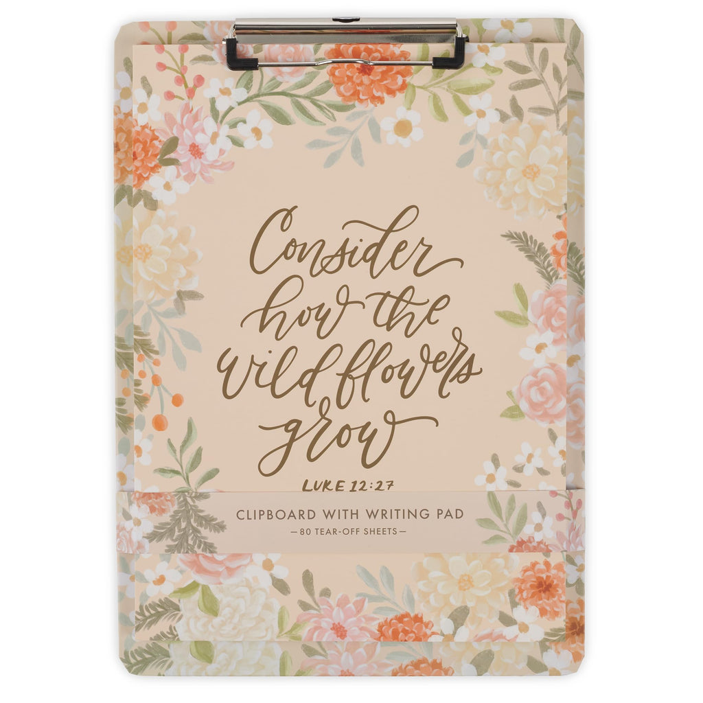 Christian Art Gifts Floral Clipboard with Notepad, Pink, 80 Sheets