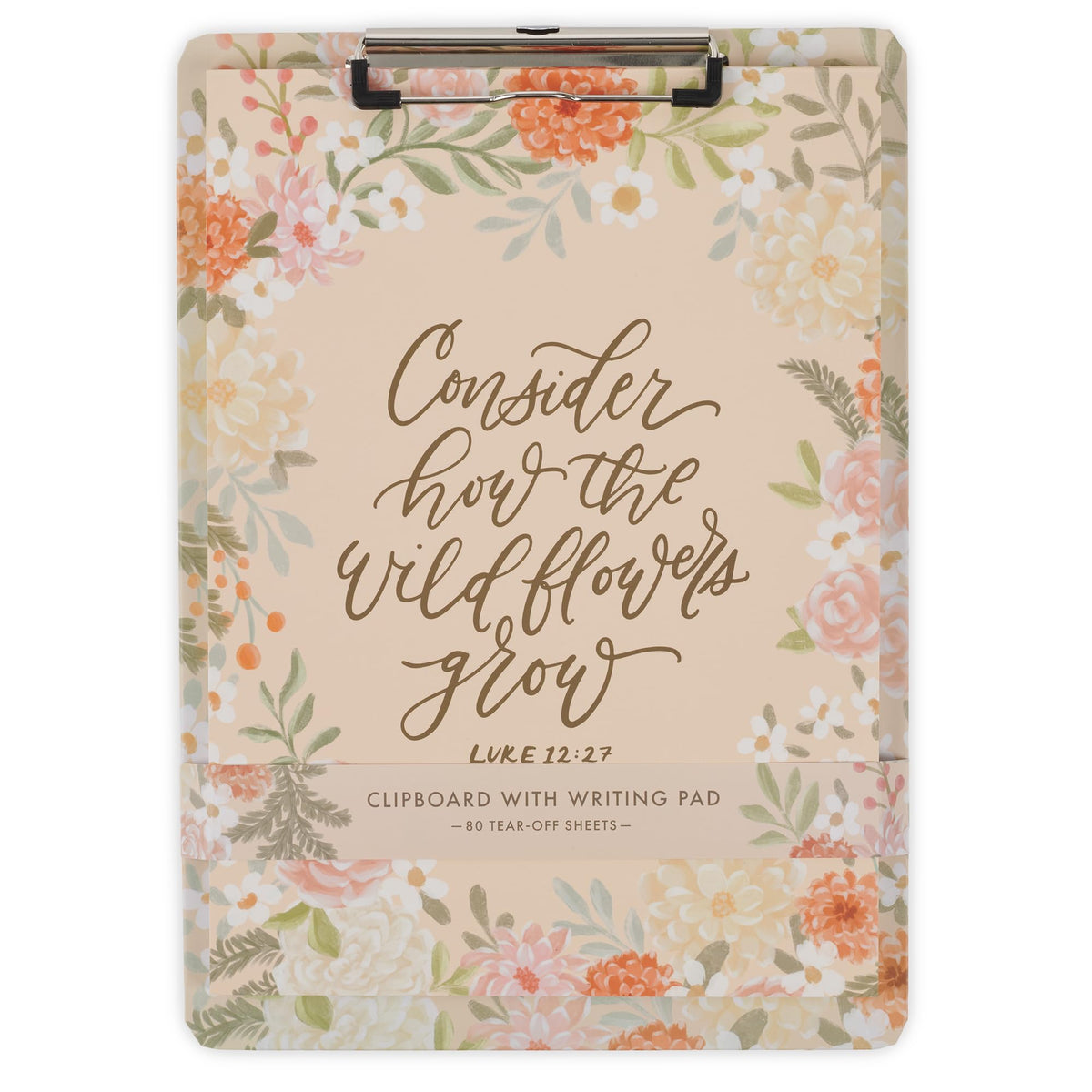 Christian Art Gifts Floral Clipboard with Notepad, Pink, 80 Sheets