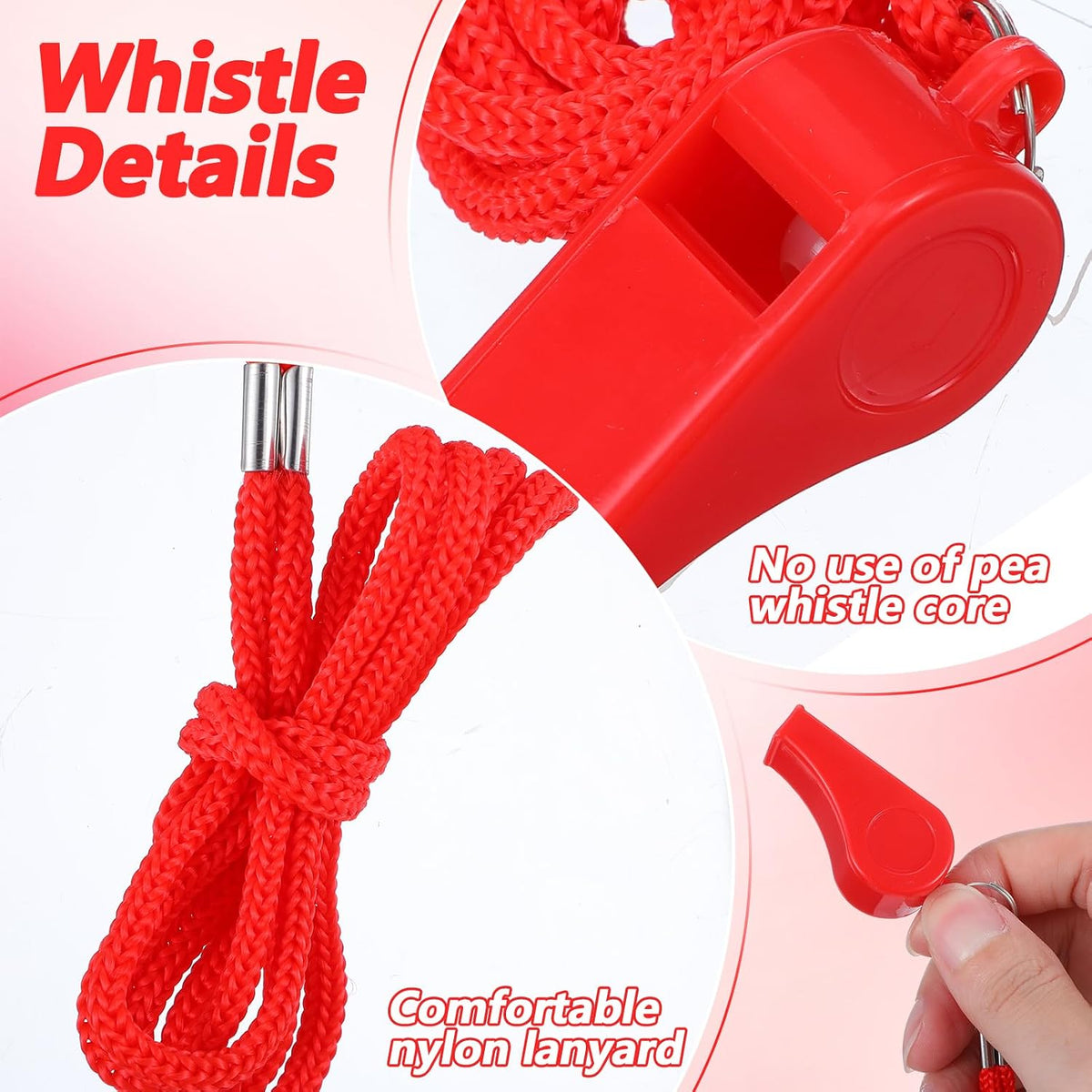 50 Pcs Plastic Whistles Bulk with Lanyard Loud Crisp Sound for Coach Referees Training