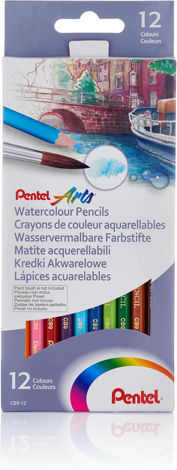 Pentel Arts Watercolour Pencil Set - Assorted, 24 Count (Pack of 1)