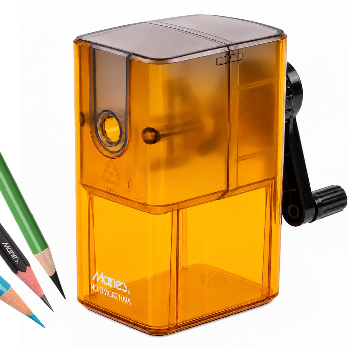 Marie’s Manual Pencil Sharpener, 5 Point Modes, Auto-Stop, Transparent Shavings Bin