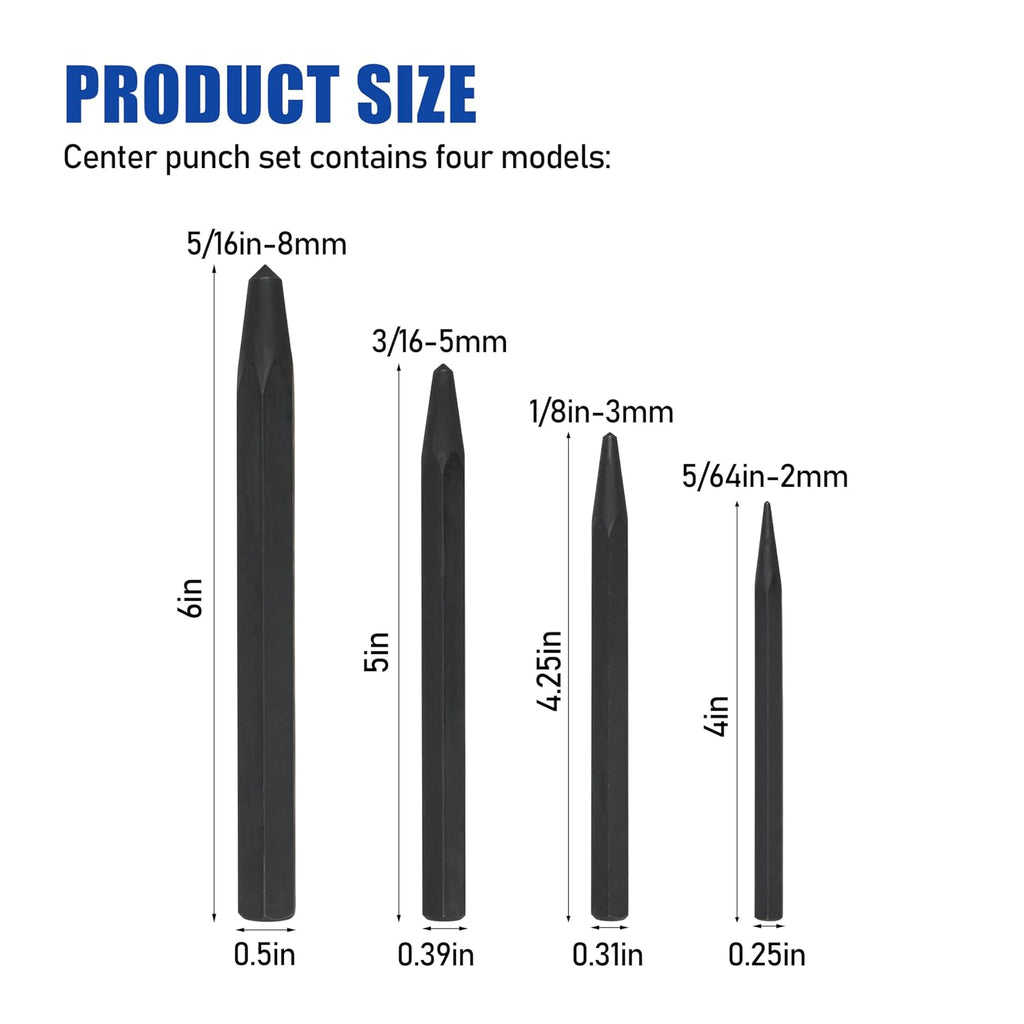 62215 Center Punch for Mayhew Metal Tools 4-Piece Center Punch Tool Set