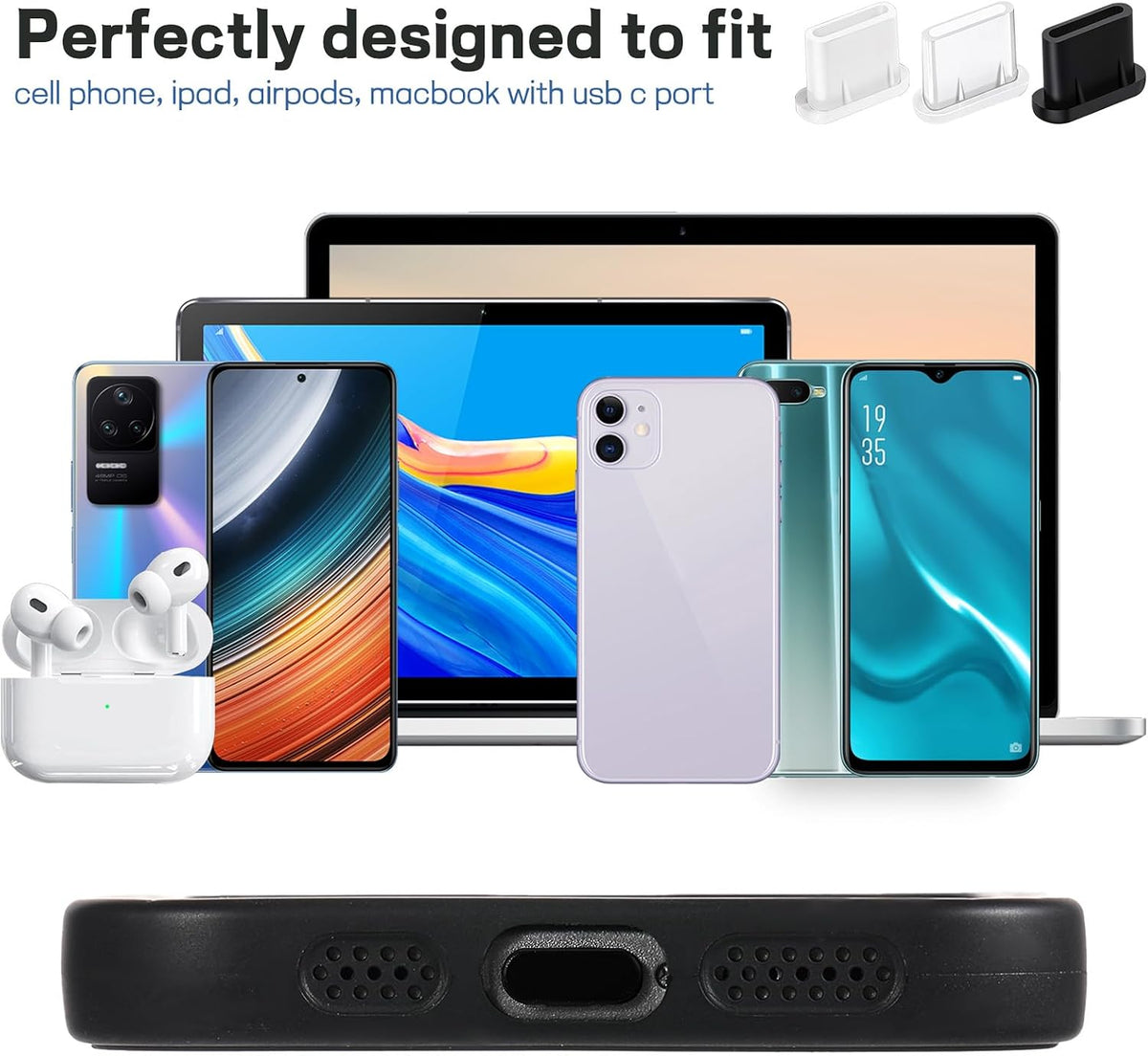 USB C Dust Plug, 15 Pcs Silicone Charger Protector USB C Plug Cover USB C Port Cover