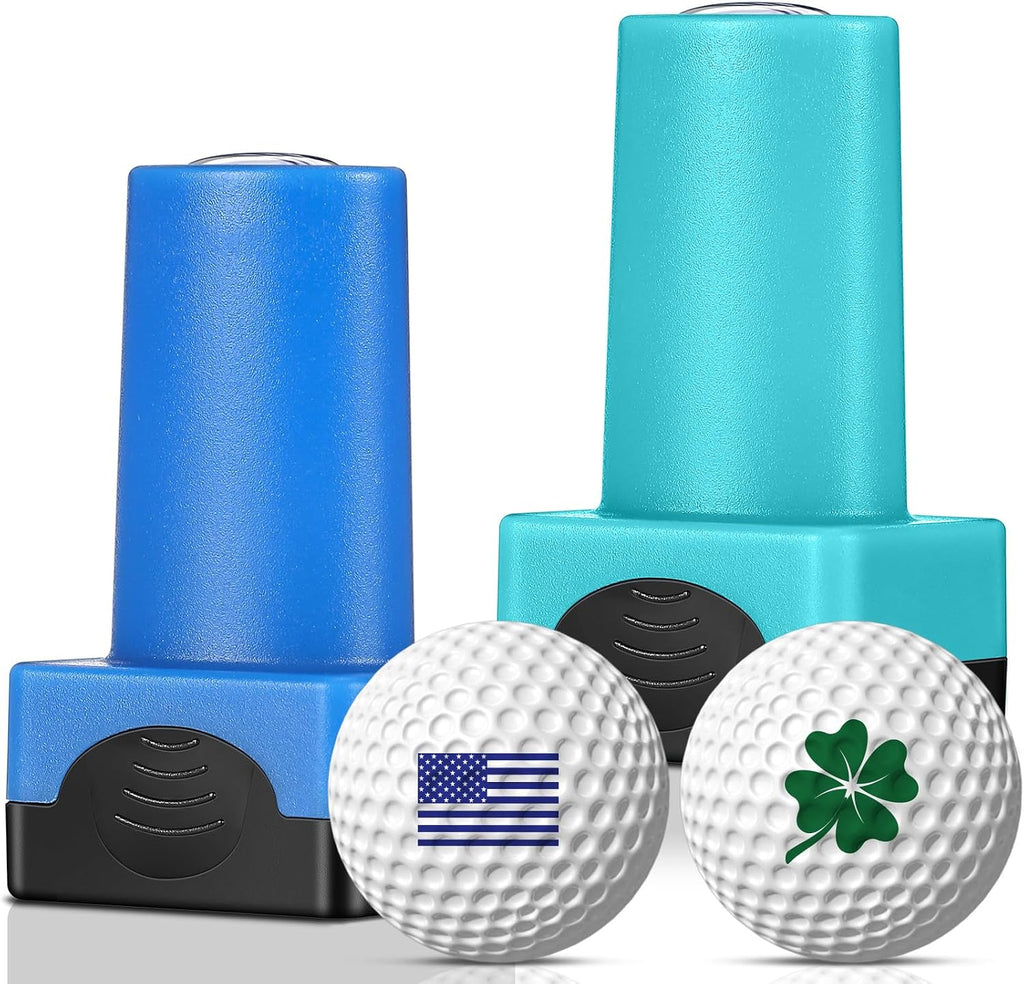 Gersoniel 2 Pack Golf Ball Stamp Self-Inking Golf Ball Stamp Markers Reusable Golf Ball