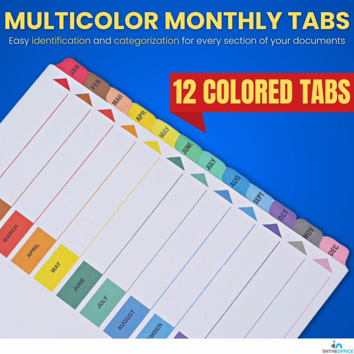 1InTheOffice Monthly Dividers for 3 Ring Binder, Monthly Dividers