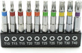 TEMO 10p Color Coded T10-T40 6 point Torx Star 2" L Screwdriver Insert Bit