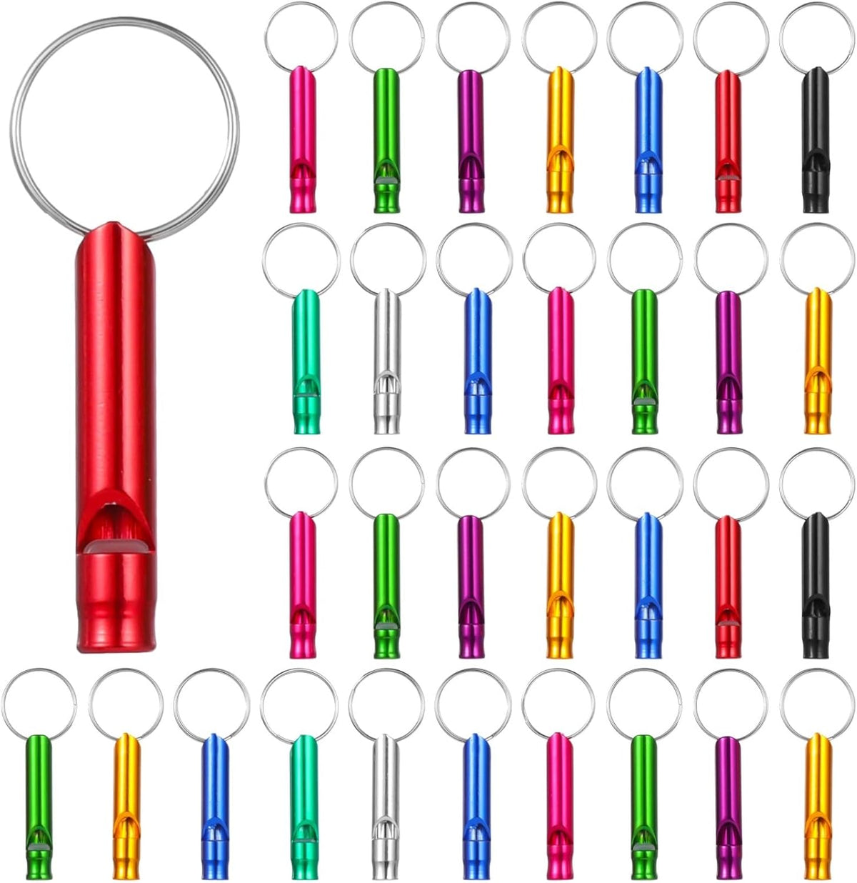 100 PCS Emergency Whistles with Keychain