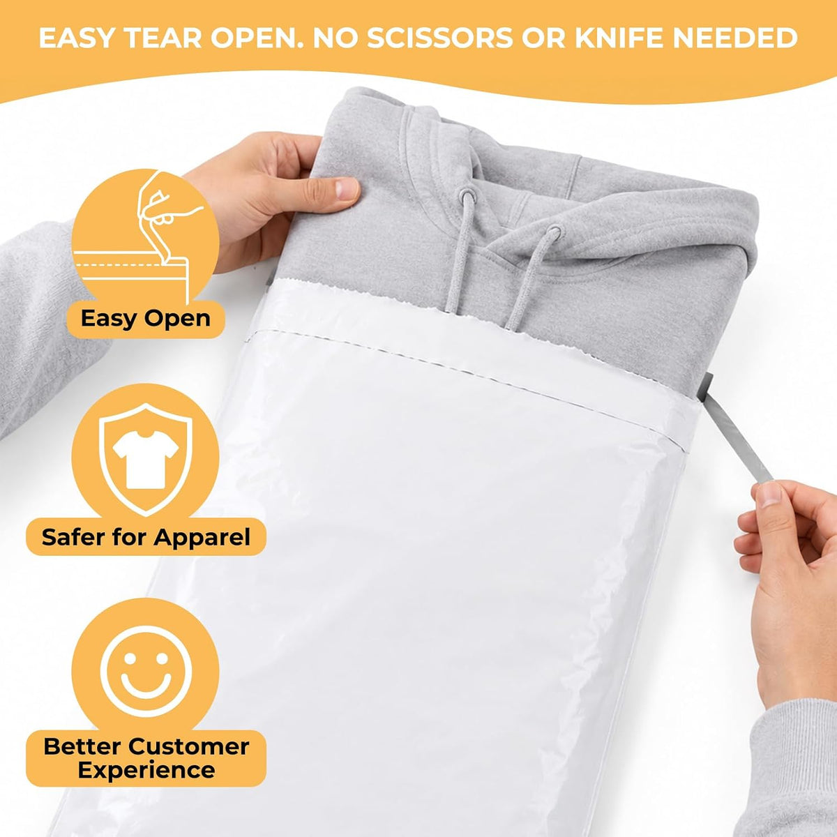 Metronic Poly Mailers 14.5x19 50Pcs White Large Shipping Bags for Clothes