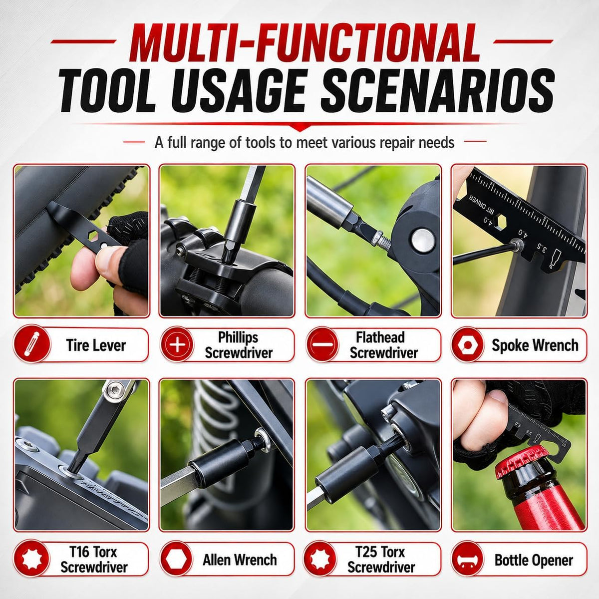 38-in-1 Bike Multitool – Portable Magnetic Bike Repair Tool Set with Tire Levers