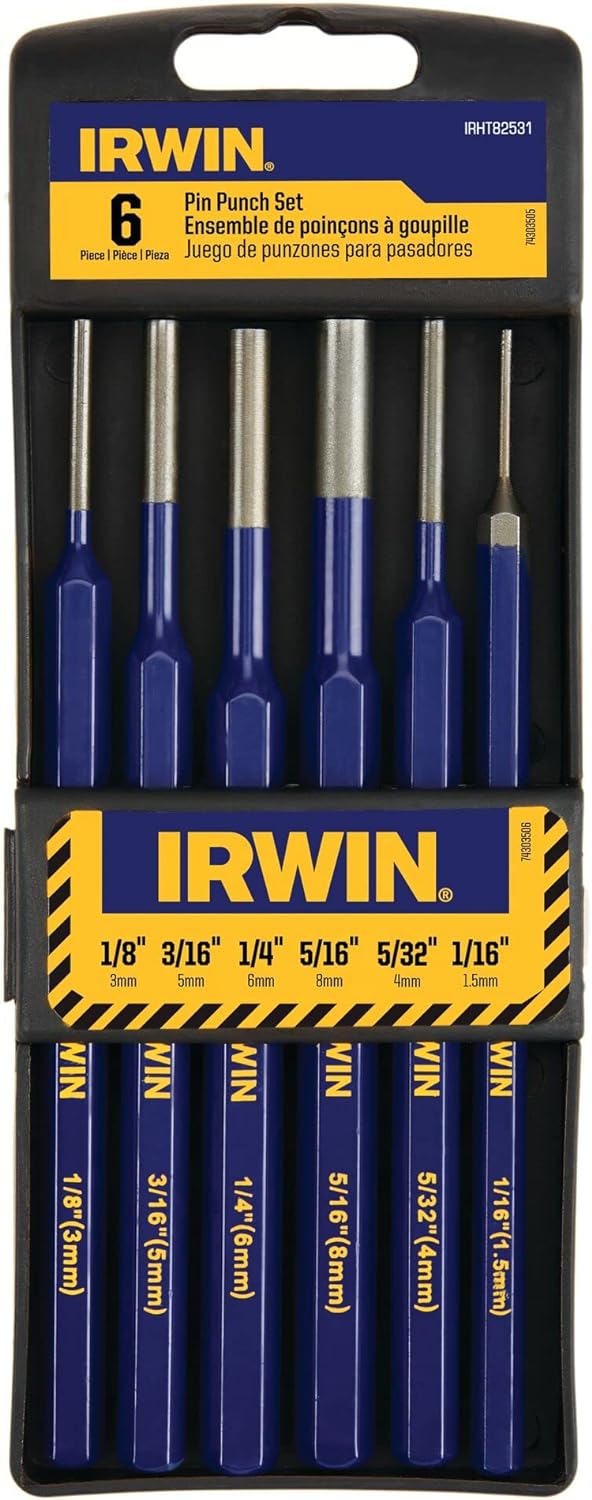 IRWIN Punch Set, 6-Pack with Various Sizes, Tempered for Durability (IRHT82531)
