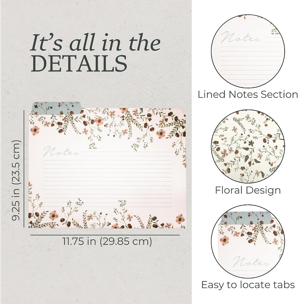 Steel Mill & Co. Set of 6 File Folders, Woodland Floral