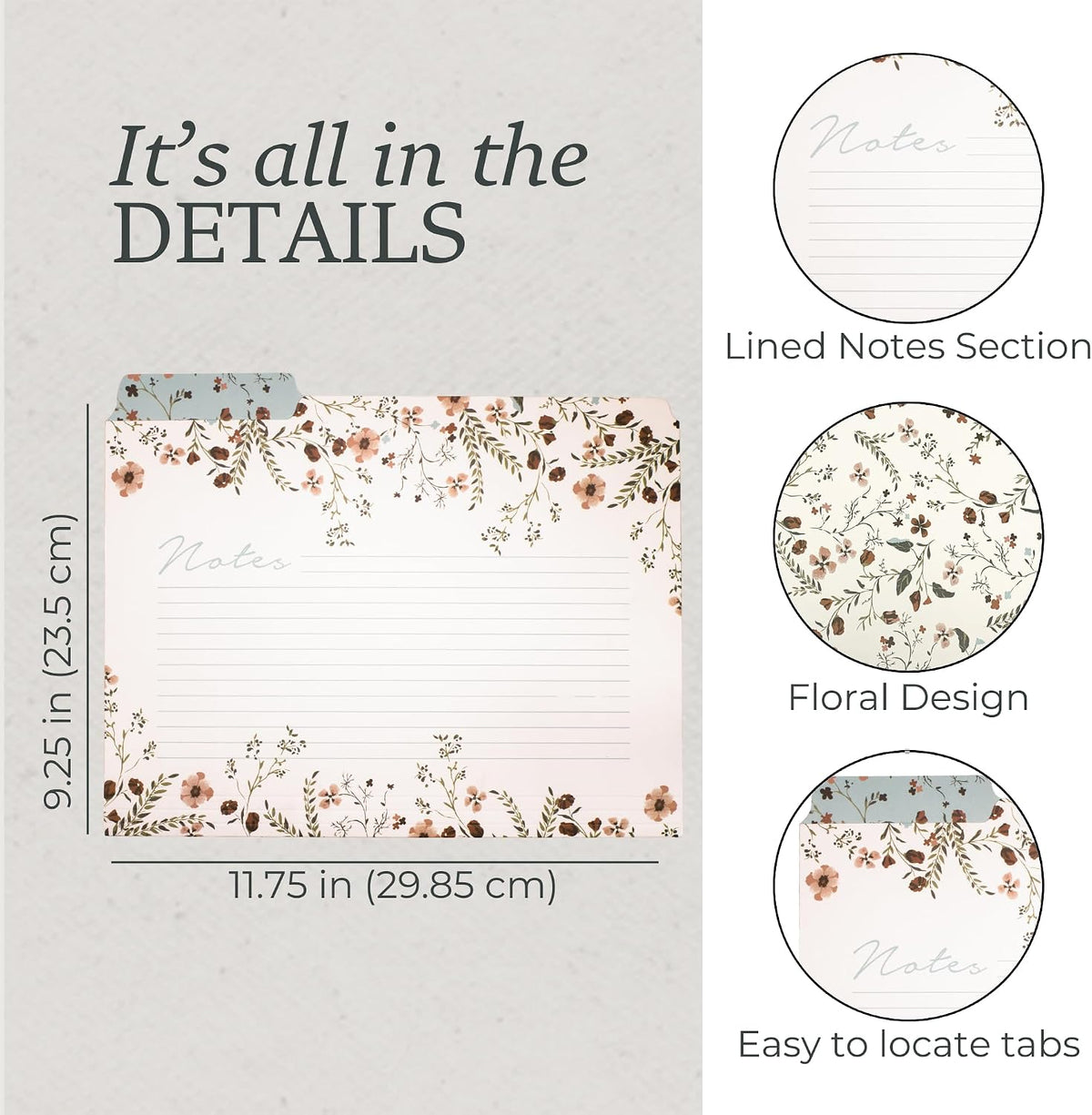 Steel Mill & Co. Set of 6 File Folders, Woodland Floral