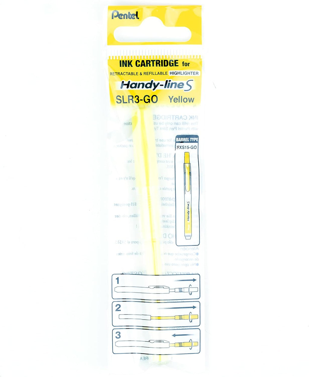 Pentel Refill For Handy-Line S Highlighter, Yellow Ink, Box of 12 (SLR3-G)