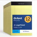Oxford Premium Legal Pads, 12 Pack, Premium Note Pads, 50 Jr. Legal Ruled 5" x 8" Sheets