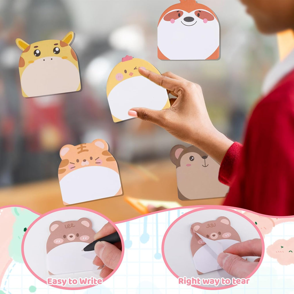 48 Pads 960 Sheets Cute Sticky Notes, Kawaii Fun Animal Sticky Notes Mini Cartoon Notes