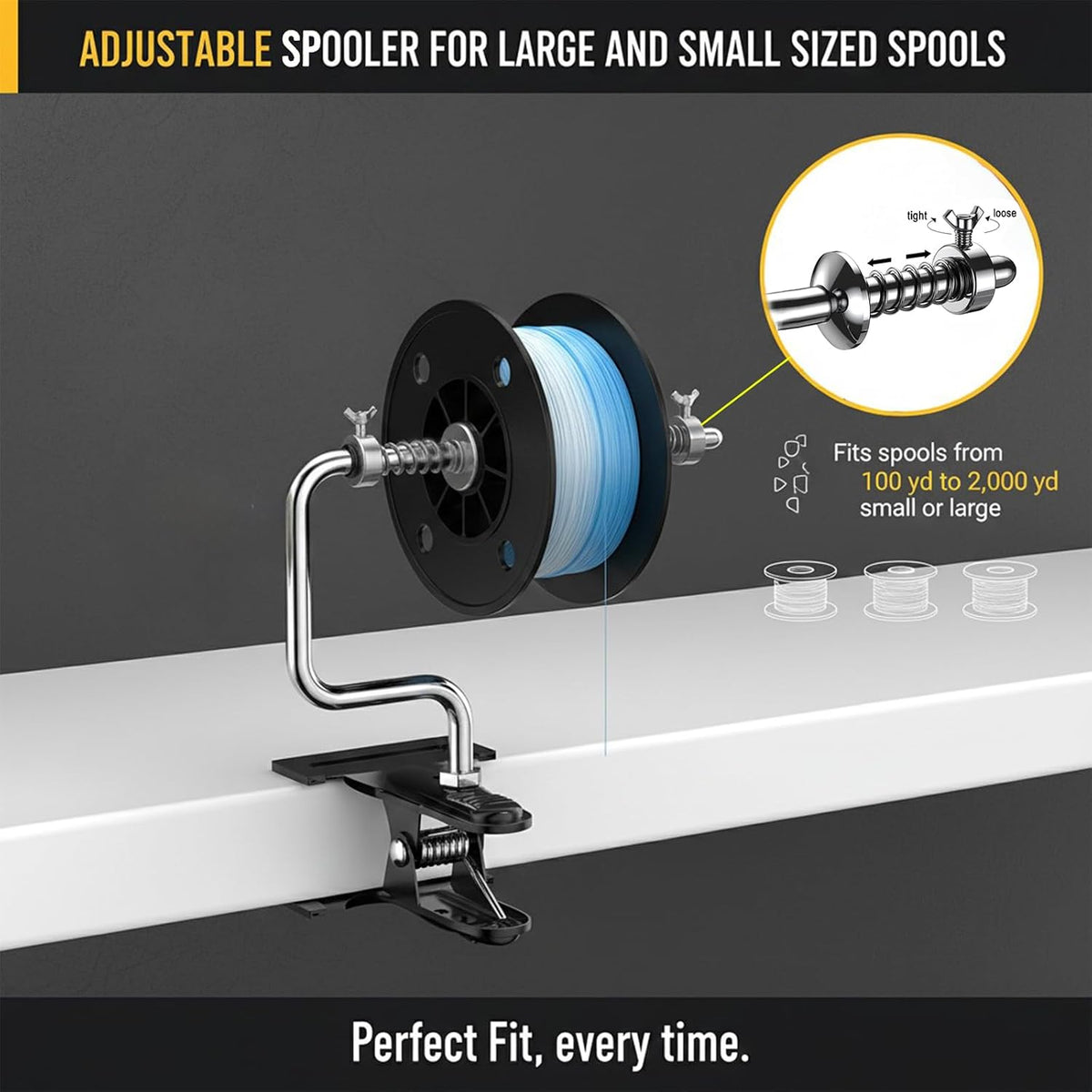 Fishing Line Spooler, Portable Reel Spooling Station for Spinning & Baitcasting Reels