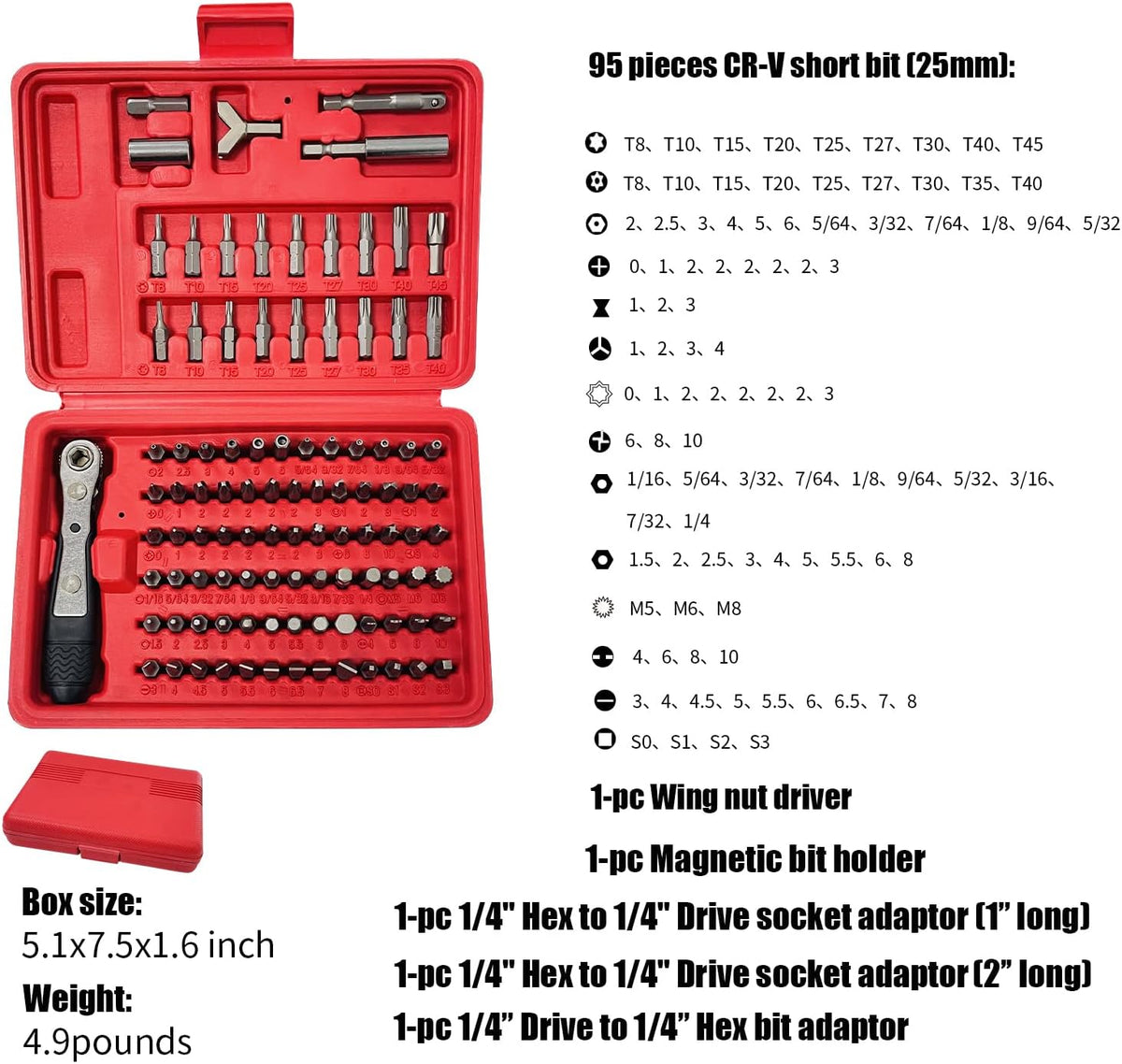101Pcs Ultimate Security Bit Set, Premium Screwdriver Bit Set with Ratchet Wrench