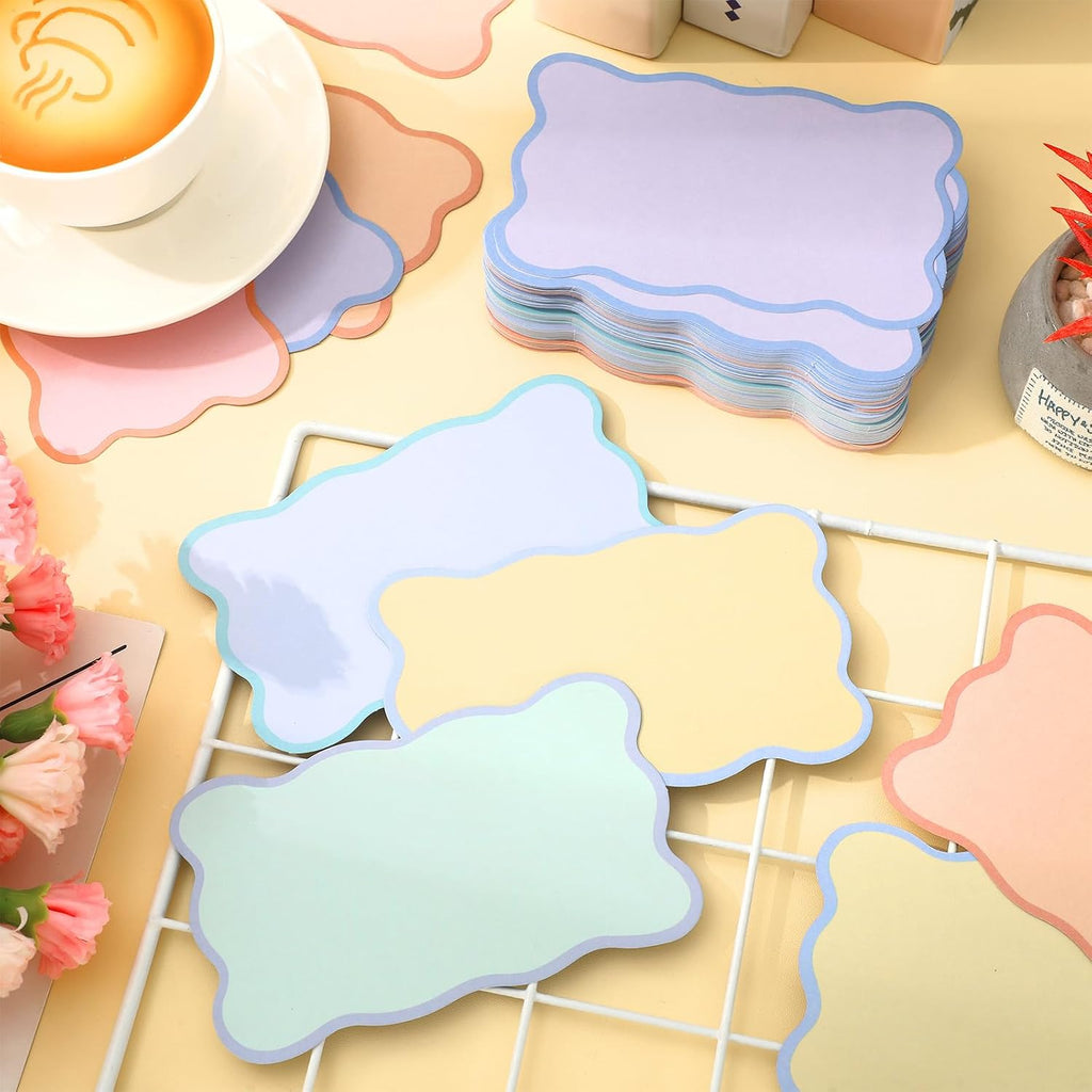 Whaline 120 Pack Pastel Index Cards 3 x 5 Inch Cardstock Flashcard Colorful Scalloped