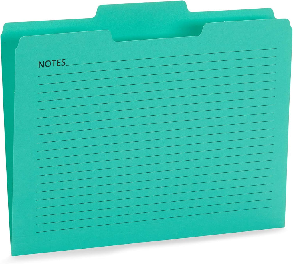 Blue Summit Supplies 25 Notes File Folders, Letter Size, 1/3 Cut, Assorted
