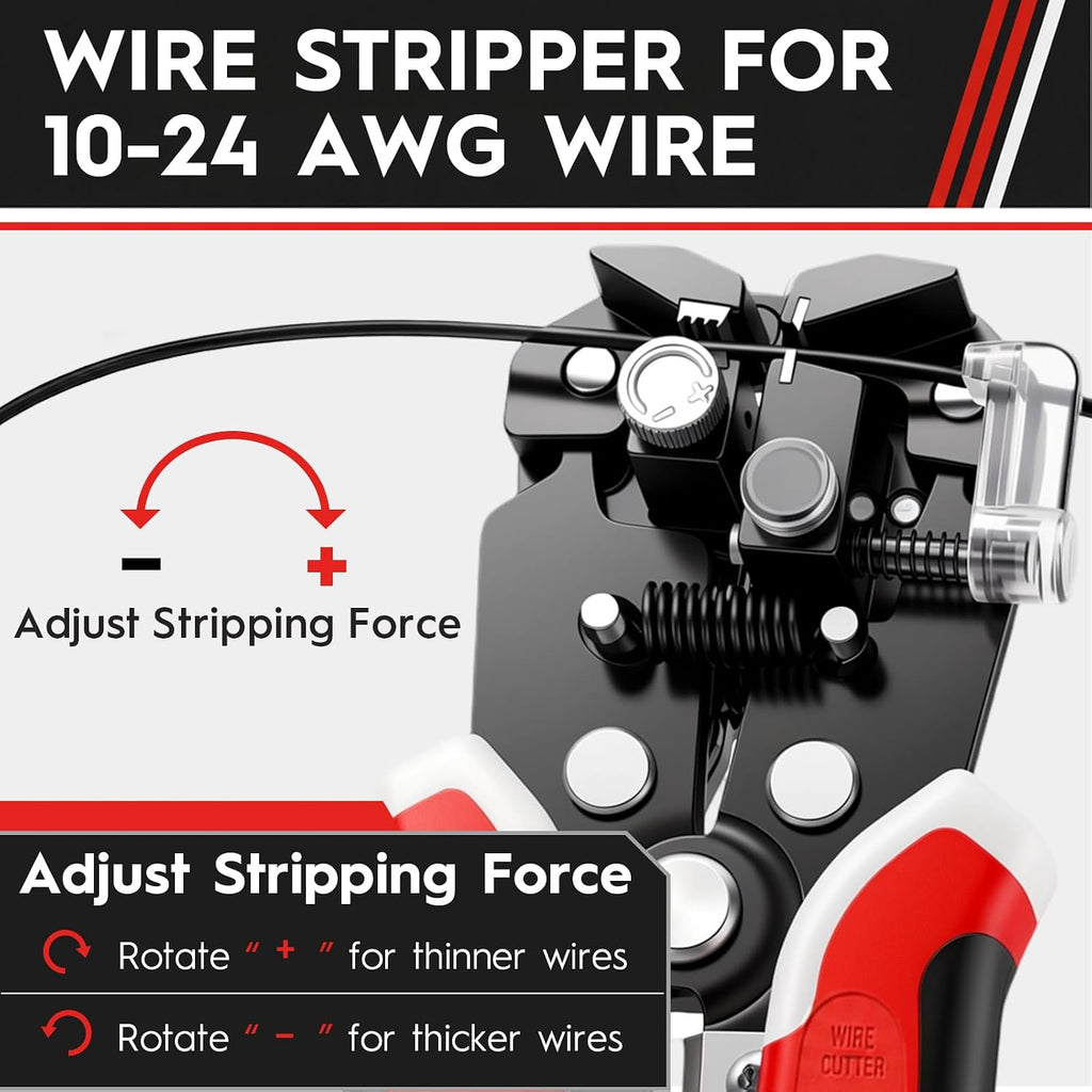 WG-014 3-in-1 Self-Adjusting Wire Stripper, Cutter and Crimper, 10-24 AWG