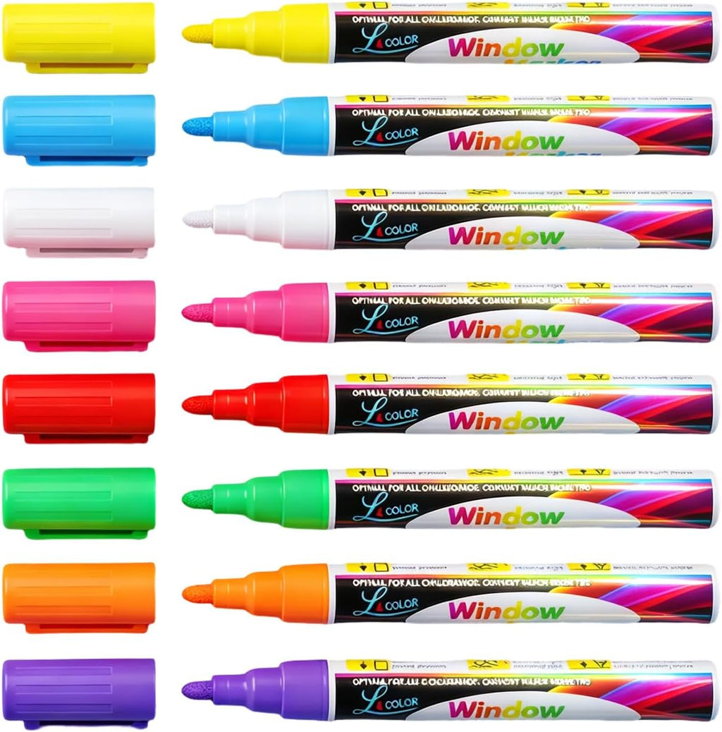 Starsouce Dry Erase Markers, 8 Pack Liquid Chalk Window Markers for Blackboard - Vibrant