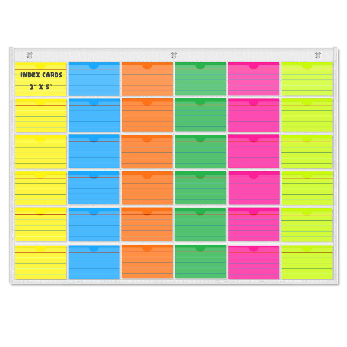 AKAYOK 3" x 5" Index Card Holder Sleeve - 36 Card Slots Organizer for Office, Classroom
