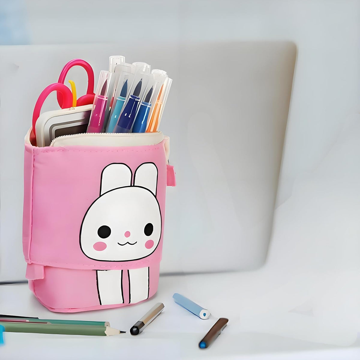 4 Pack Telescopic Pencil Case, Portable Pop Up Pen Pouch with Zipper