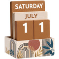 Novabright Bow Wood Block Perpetual Calendar,Desk Decor, Pink