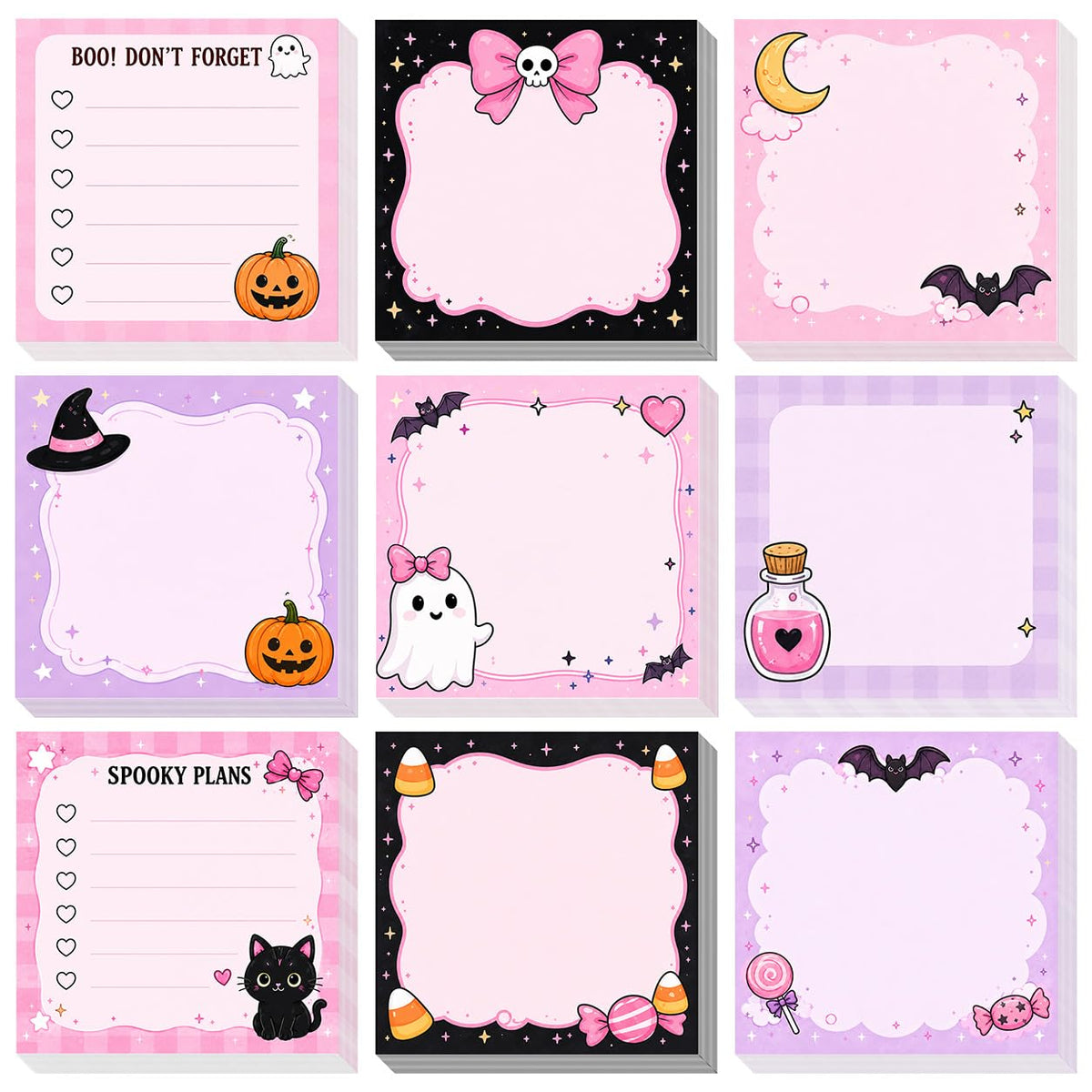 9 Pieces Fall Sticky Notes Self-Adhesive Pumpkin Maple Leaf Sunflower Turkey Memo Pads