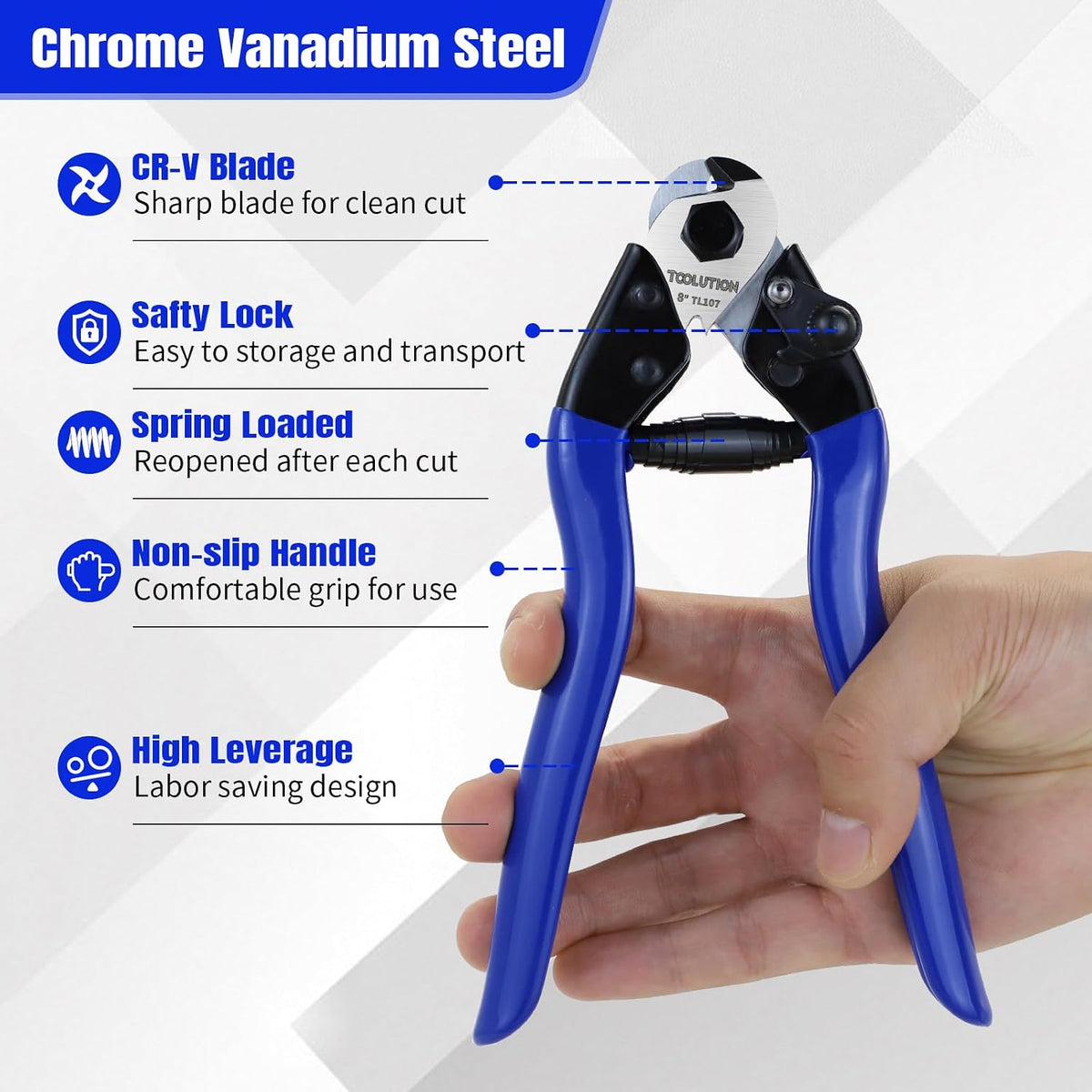8 Inch Wire Rope Cutter, Stainless Steel Cable Cutter