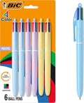 BIC 4 Color Pastel Barrel Multicolor Ballpoint Pens, 6-Pack, 1.0 mm