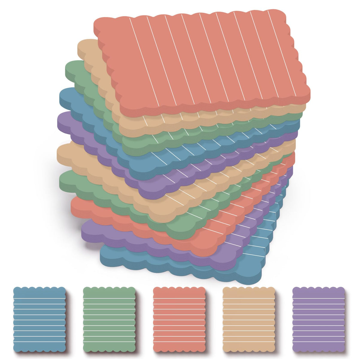 Epakh 10 Pack Scalloped Line Sticky Notes, Gradient Pink Pads, 3 x 4 Inch