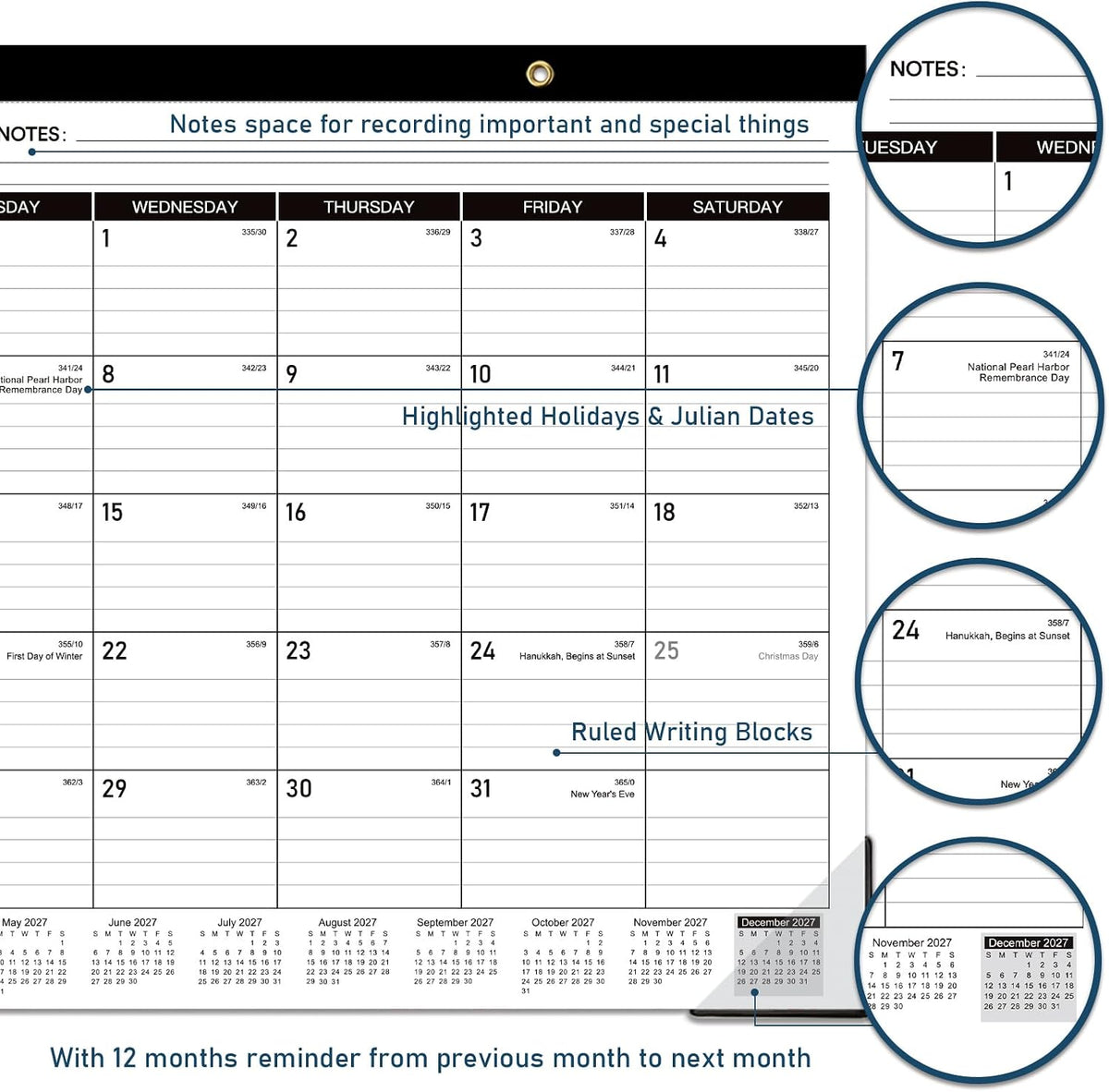 2027 Desk Calendar - JAN 2027 - DEC 2027, 12 Month Large Desk Calendar 2027