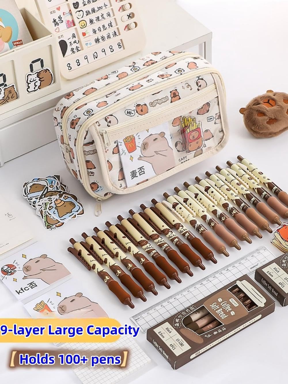Cute Kawaii Pencil Case Pouch Cartoon Pen Box Holder Organizer for Office Workspace