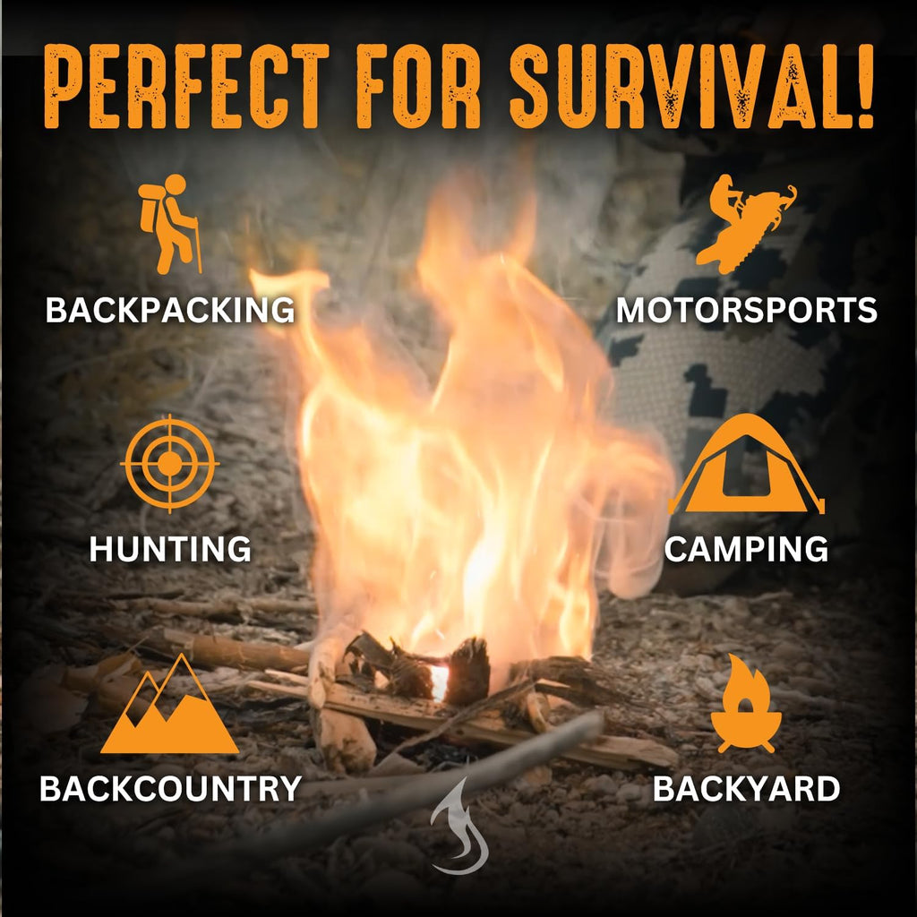 Ferro Rod Fire Starter Drilled Flint and Steel Survival Tool Kit with High Visibility