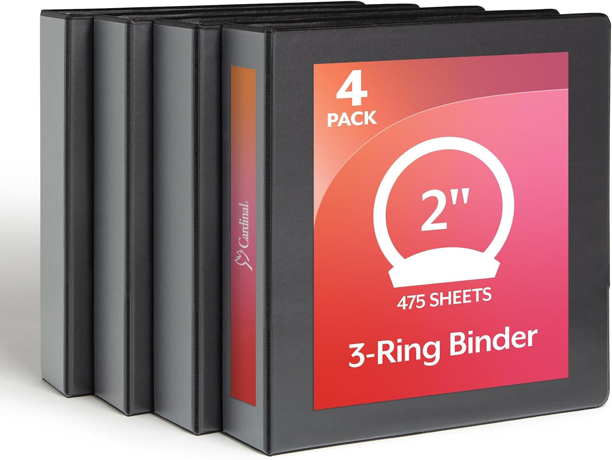 Cardinal Economy 3 Ring Binder, 1 Inch, Presentation View, Black, Holds 225 Sheets