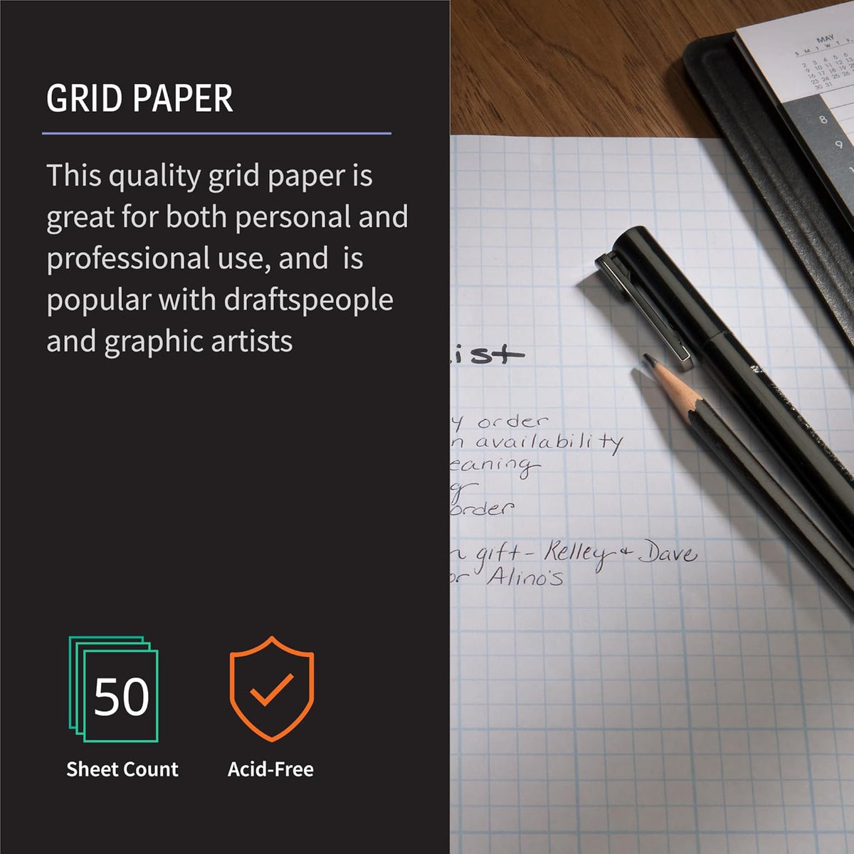 Bienfang Designer Grid Graph Paper Pad, 10x10 Cross Section, 8.5 x 11 Inches, 50 Sheets