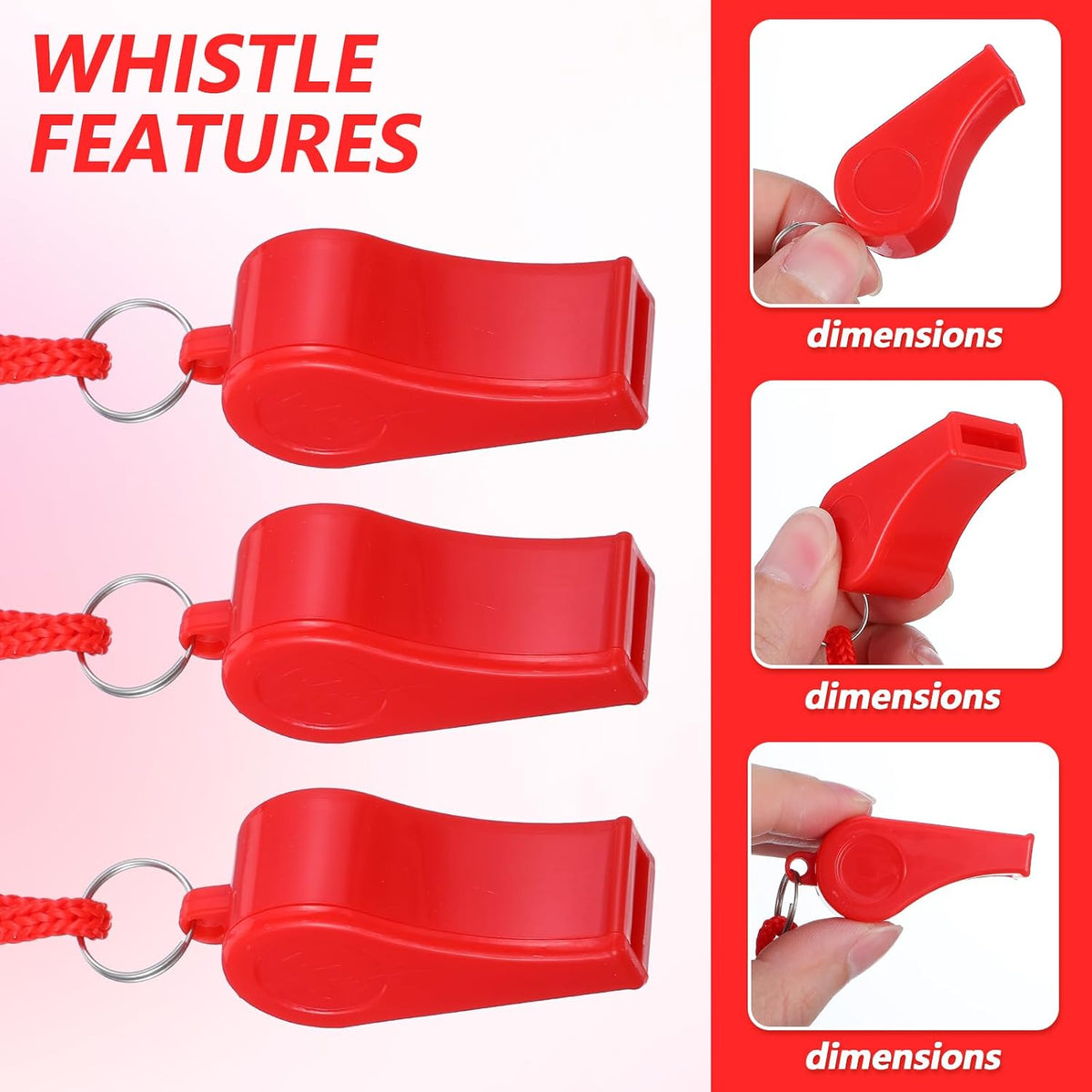 50 Pcs Plastic Whistles Bulk with Lanyard Loud Crisp Sound for Coach Referees Training