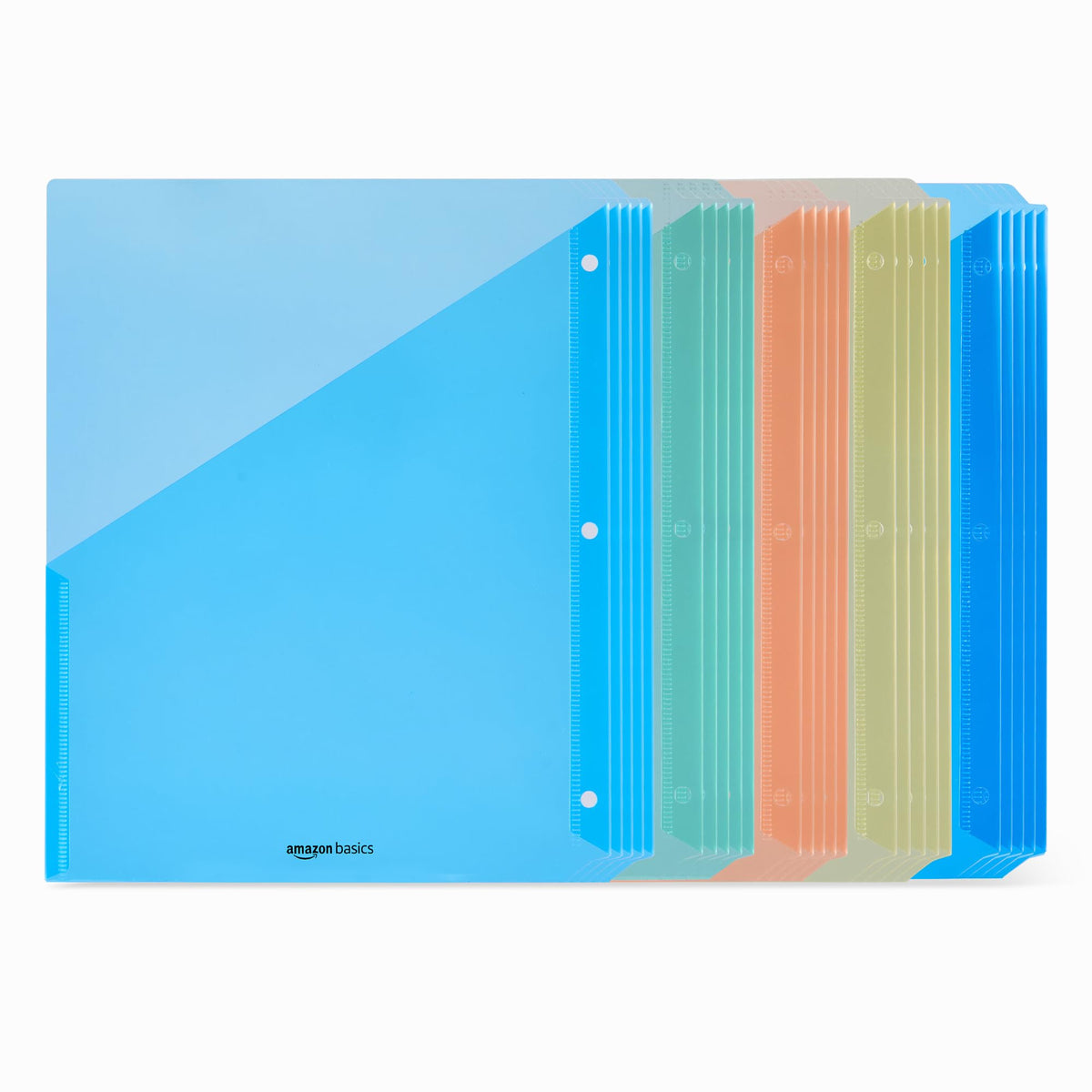 Amazon Basics Binder Organizer, Plastic Document Folders, File Jacket, 3-Hole Punch