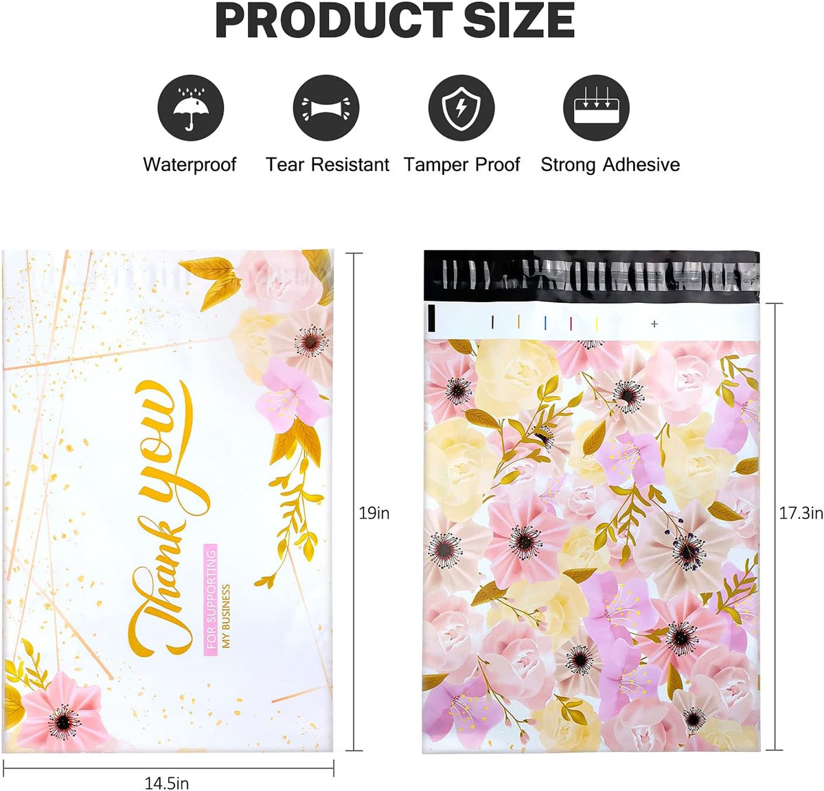 50Pcs Large Poly Mailers 14.5 x 19, Cute Shipping Bags for Small Business Clothing