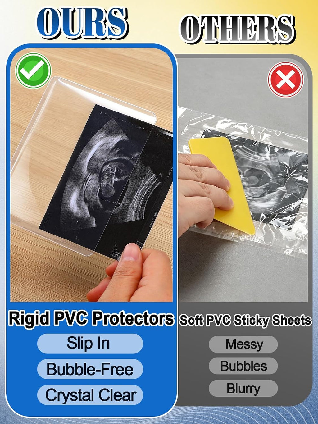 Easy-Slide Photocard Sleeves Photo Protector for 3x4in Ultrasound Pictures