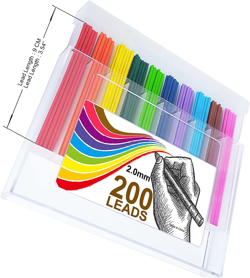 200pcs/box 2.0 mm Mechanical Pencil Lead 10 Unique colored pencils lead Art Supplies for