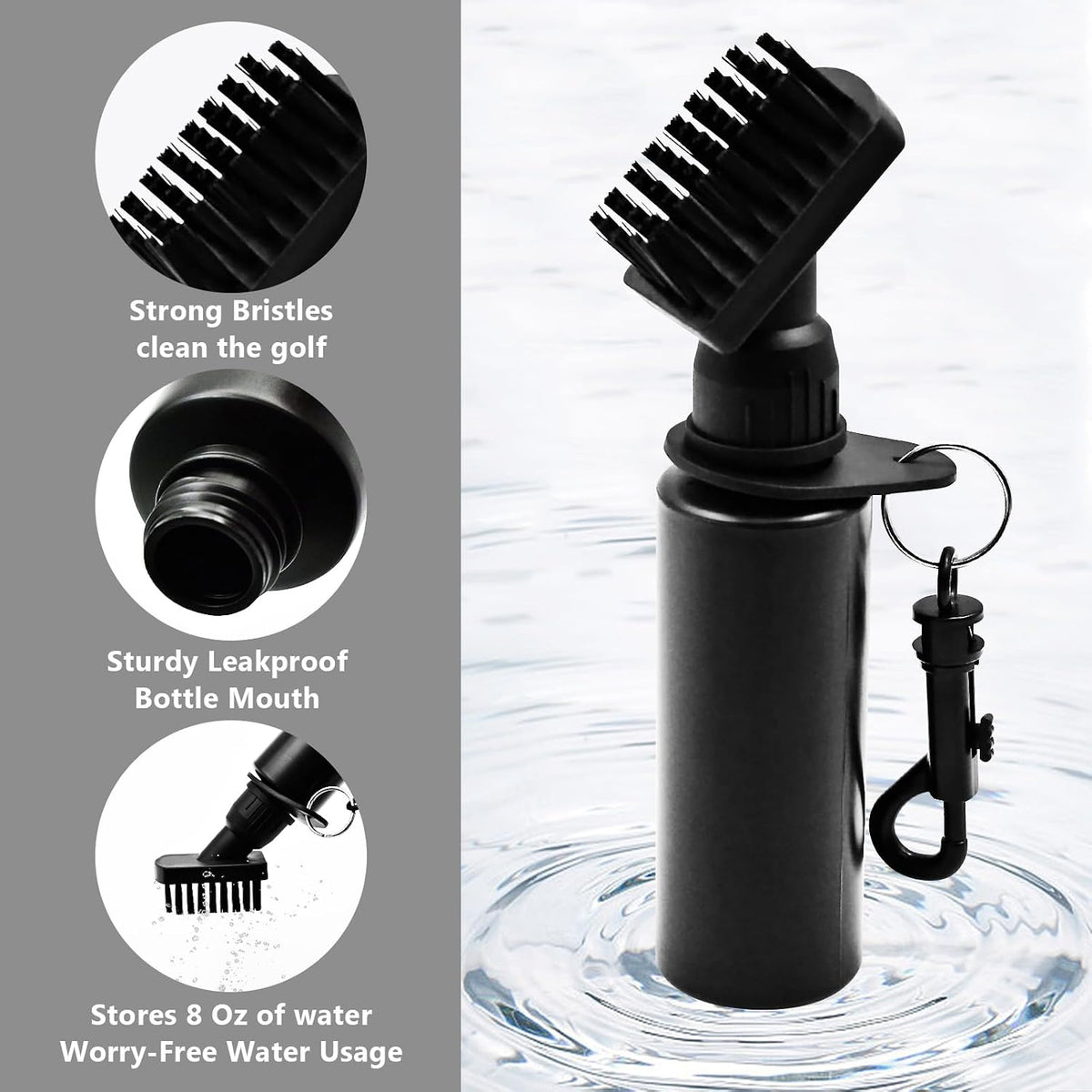 Pro Golf Club Brush Cleaner, Golf Water Brush with Retainer Clip and Squeeze Water Bottle